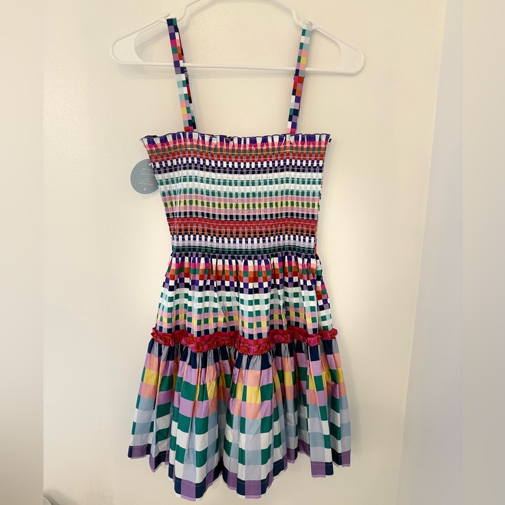Hill House Seraphina Mini Nap Dress Multicolor gingham Dress NEW Womens medium